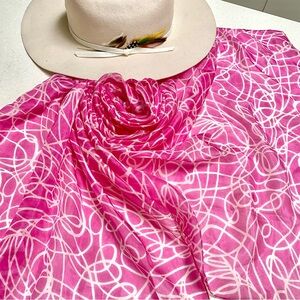 Barbie PINK Silk boho scarf/wrap w shabby chic vibe